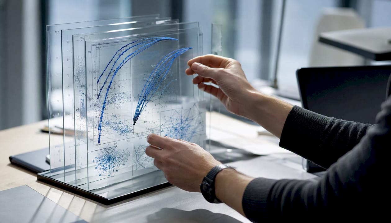 Hands arranging model explainability artifact sheets