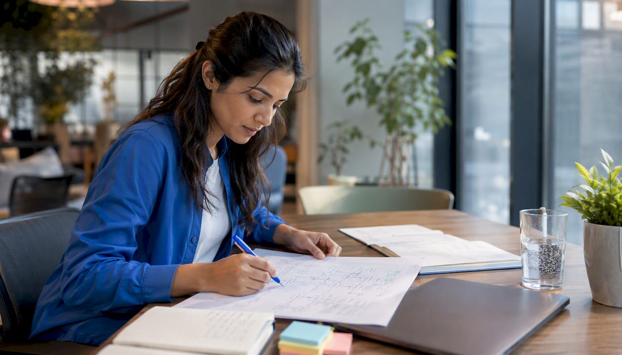 Engineer reviewing human-in-the-loop AI design documents