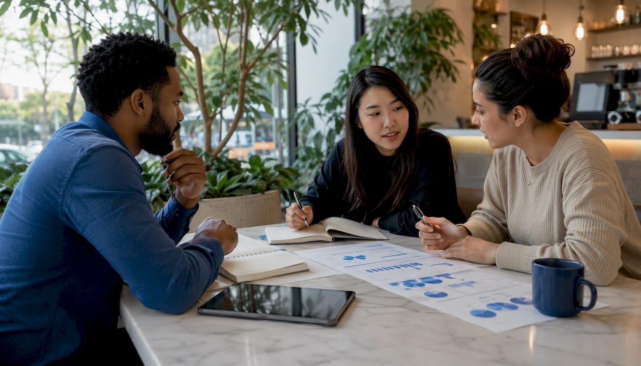 Team discussing AI risk mapping in meeting